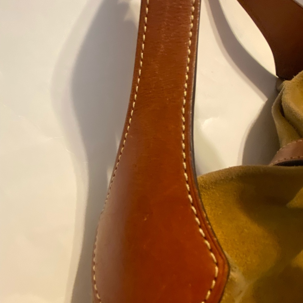 Dooney & Bourke Tan Suede Hobo Shoulder Bag. - Picture 6 of 12